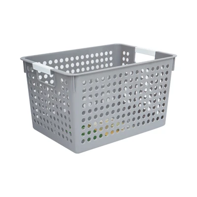 Gambar Stora Dots Keranjang Penyimpanan Deep 31x21.5x17.5 cm - Abu-Abu