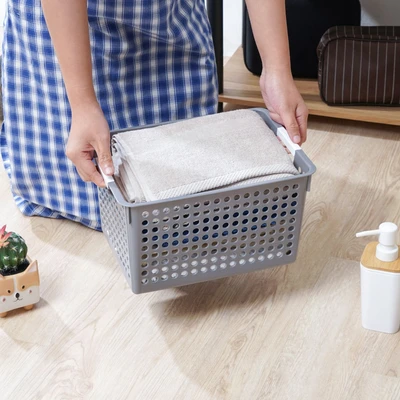 Gambar Stora Dots Keranjang Penyimpanan Deep 31x21.5x17.5 cm - Abu-Abu