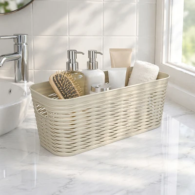 Gambar Stora Keranjang Penyimpanan Slim Wave 34x14x13 cm - Krem Beige