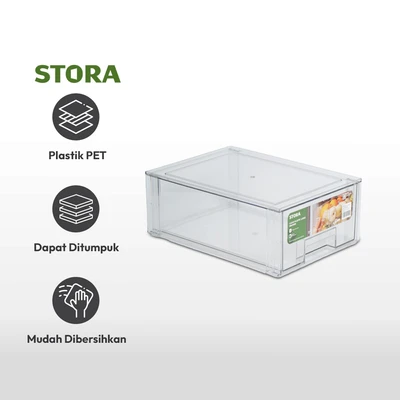 Gambar Stora Laci Penyimpanan Plastik Large 35x25x13.5 cm - Clear