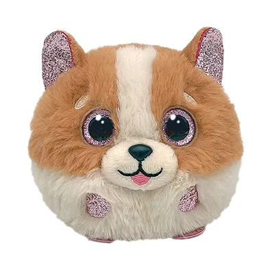 Gambar Ty Puffies Ball Boneka Hewan Dog Ty95338 - Cokelat/putih