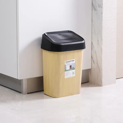 Gambar Ezy Storage Tempat Sampah Tutup Swing Plastik 12 Liter - Cokelat Natural