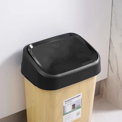 Gambar Ezy Storage Tempat Sampah Tutup Swing Plastik 12 Liter - Cokelat Natural