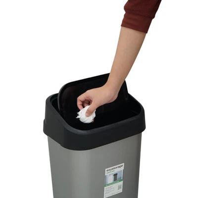 Gambar Ezy Storage Tempat Sampah Tutup Swing Plastik 12 Liter - Silver