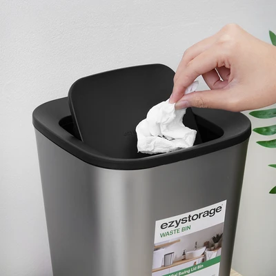 Gambar Ezy Storage Tempat Sampah Tutup Swing Plastik 5 Liter - Silver