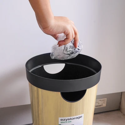 Gambar Ezy Storage Tempat Sampah Plastik Round 10 Liter - Cokelat Natural