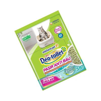 Gambar Unicharm Pet Deo Toilet Pasir Kucing Anti Bau Natural Green 3.8 Liter