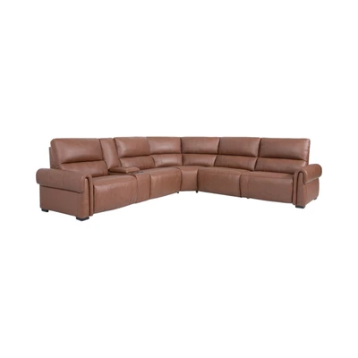 Gambar Cheers Madeira Sofa L Sectional Recliner Kulit - Cokelat
