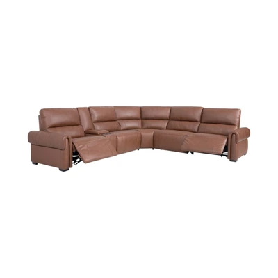 Gambar Cheers Madeira Sofa L Sectional Recliner Kulit - Cokelat