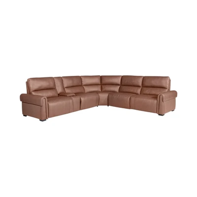 Gambar Cheers Madeira Sofa L Sectional Recliner Kulit - Cokelat