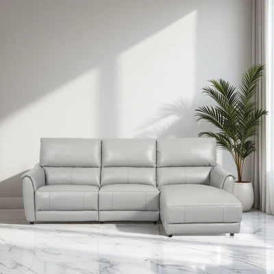 Gambar Cheers Malta Sofa L Sectional Recliner Kulit Kanan - Abu-Abu