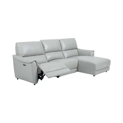 Gambar Cheers Malta Sofa L Sectional Recliner Kulit Kanan - Abu-Abu