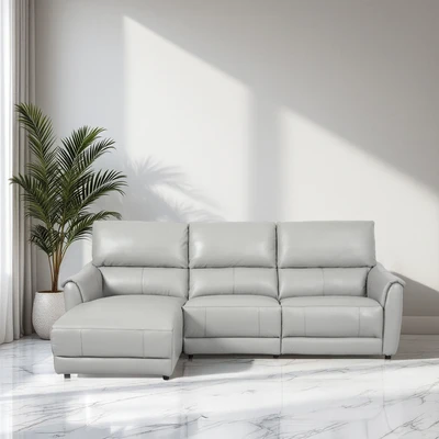 Gambar Cheers Malta Sofa L Sectional Recliner Kulit Kiri - Abu-Abu