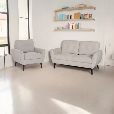 Gambar Informa Osaka Set Sofa Fabric 1 & 2 Seater - Cokelat Muda