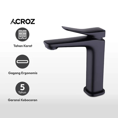 Gambar Acroz 18 Cm Veneto Keran Wastafel Mixer - Hitam Matte