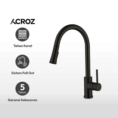 Gambar Acroz Veneto Keran Dapur Leher Angsa Mixer Pull Out - Hitam