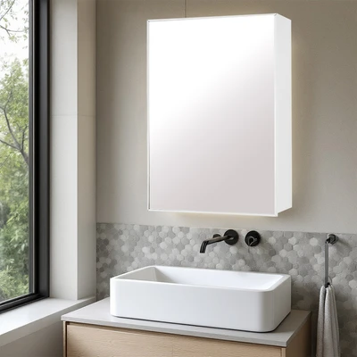 Gambar Fosa Kabinet Dinding Kamar Mandi Dengan Cermin - Putih