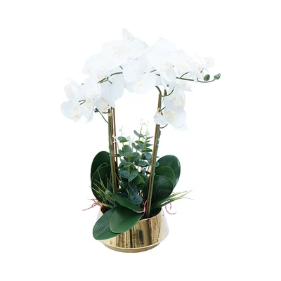 Gambar Informa Bunga Artifisial Orchid Dengan Pot 22x22x62 cm - Putih
