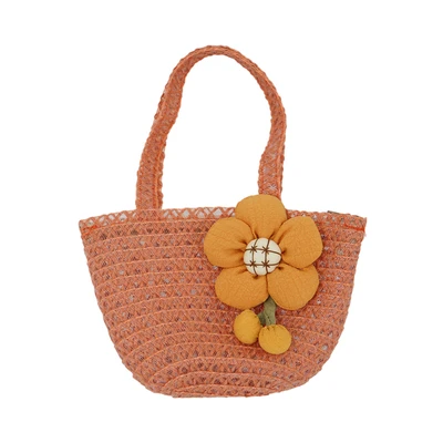 Gambar Ataru Tas Tangan Anak Straw Flower - Oranye