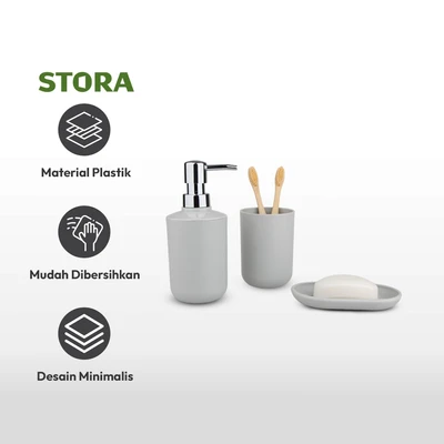 Gambar Stora Set 3 Pcs Gift Perlengkapan Kamar Mandi - Abu-Abu