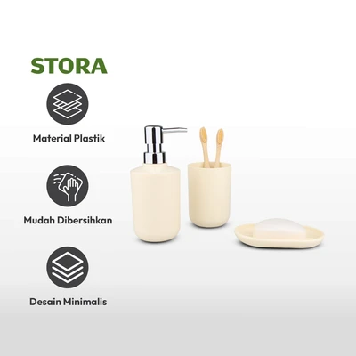 Gambar Stora Set 3 Pcs Gift Perlengkapan Kamar Mandi - Putih Ivory