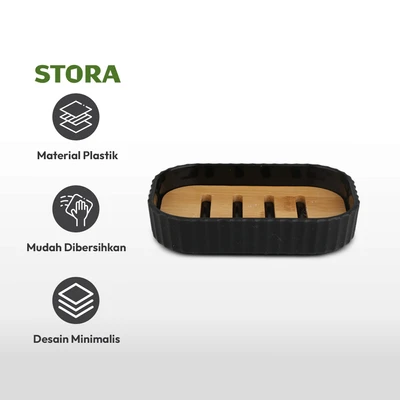 Gambar Stora 12.6x8.3x2.5 cm Tempat Sabun Batang - Hitam