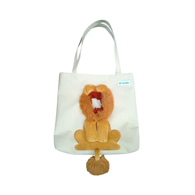 Gambar Pet Kingdom Tote Bag Hewan Lion Head - Krem Beige