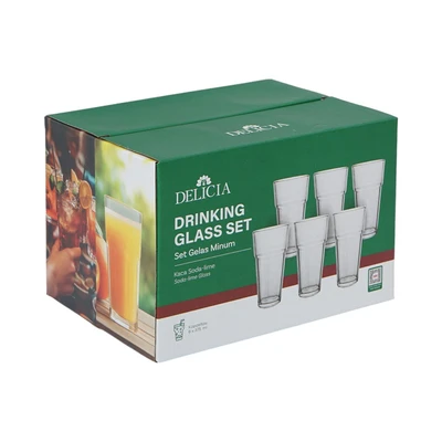 Gambar Delicia Gelas Stackable 375 ml Set 6 pcs Transparan