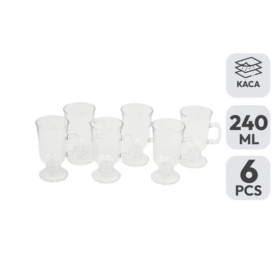 Gambar Delicia Irish Mug Kopi Kaca 240 ml Set 6 pcs Transparan