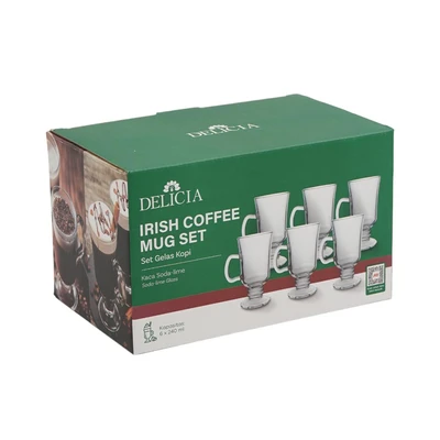 Gambar Delicia Irish Mug Kopi Kaca 240 ml Set 6 pcs Transparan