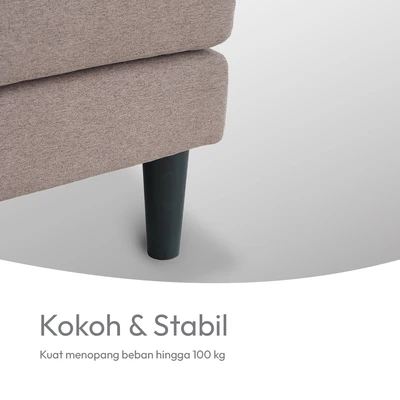 Gambar Informa Pluto Set Sofa Fabric 2 Seater Dengan Bangku - Cokelat