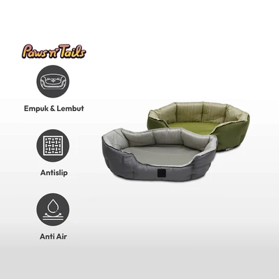 Gambar Paws N Tail Ukuran M Tempat Tidur Hewan Waterproof Oxford - Abu-Abu
