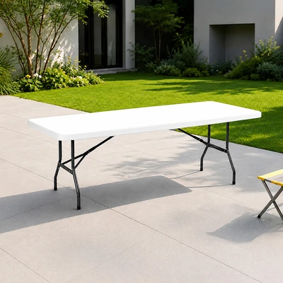 Gambar Krisbow Meja Taman Lipat Rectangle 244x76 cm - Putih Granite