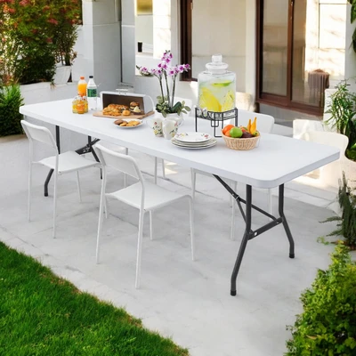 Gambar Krisbow Meja Taman Lipat Rectangle 244x76 cm - Putih Granite