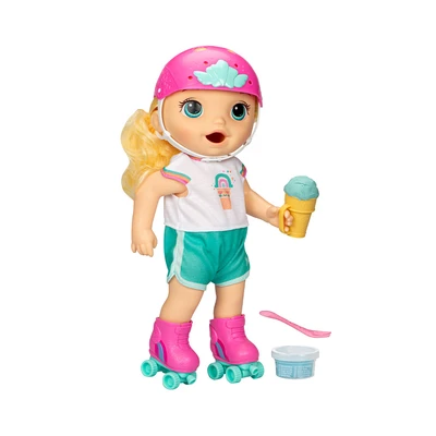 Gambar Baby Alive Boneka Bayi Roller Skate Blonde Hair F5649