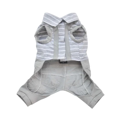 Gambar Doggy Dolly Ukuran S Baju Jumper Anjing Stripe - Abu-Abu
