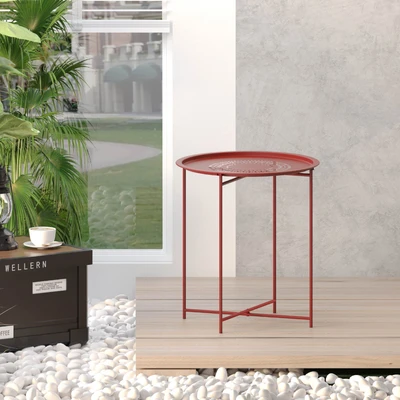 Gambar Soleil Meja Teras Dengan Tray - Merah Scarlet