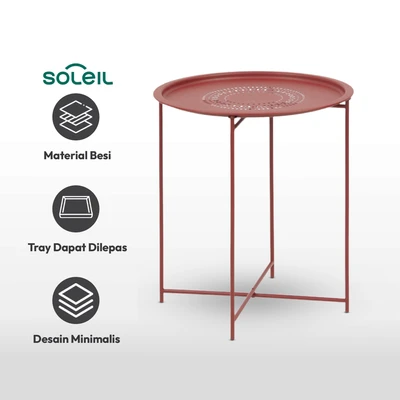 Gambar Soleil Meja Teras Dengan Tray - Merah Scarlet