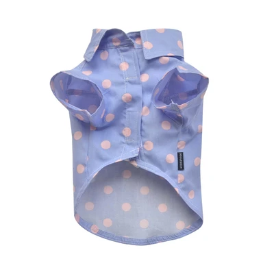 Gambar Doggy Dolly Ukuran S Baju Kemeja Kasual Anjing - Biru