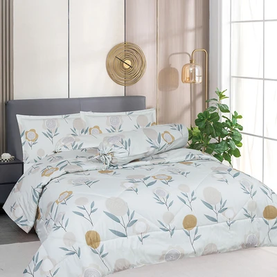 Gambar Sleeplite 160x200 cm Set 6 Pcs Seprai Queen Microfiber Flower Ellie