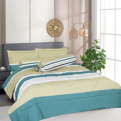 Gambar Sleeplite 160x200 cm Set 6 Pcs Seprai Queen Microfiber Stripe Spruce