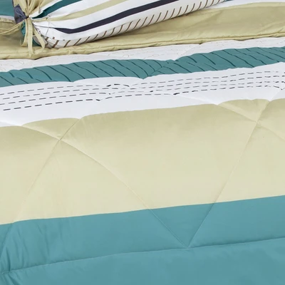 Gambar Sleeplite 160x200 cm Set 6 Pcs Seprai Queen Microfiber Stripe Spruce
