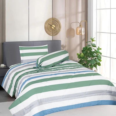 Gambar Sleeplite 120x200 cm Set 4 Pcs Seprai Single Microfiber Stripe Eden