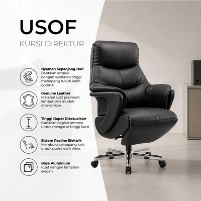Gambar Sevati Usof Kursi Kantor Sandaran Tinggi - Hitam