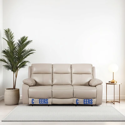 Gambar Cheers Mario Sofa Recliner Kulit 3 Seater - Cokelat Latte