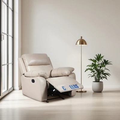 Gambar Cheers Mario Sofa Recliner Rocking Kulit 1 Seater - Cokelat Latte