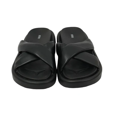 Gambar Ataru Ukuran 38 Sandal Wanita Slide PU Cross Strap - Hitam