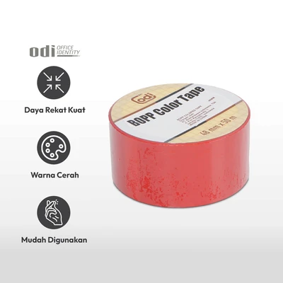 Gambar Odi Isolasi Bopp Colored 50 Meter 48 mm - Merah