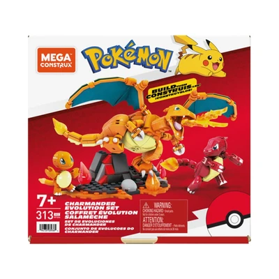 Gambar Mega Construx Pokemon Charmander Evolution Set 313 Pcs - Oranye