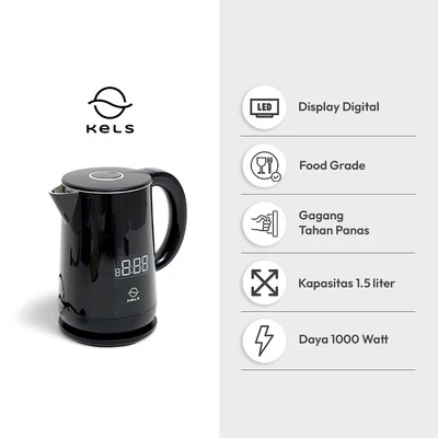 Gambar Kels Harold Teko Listrik Digital 1.5 Liter - Hitam